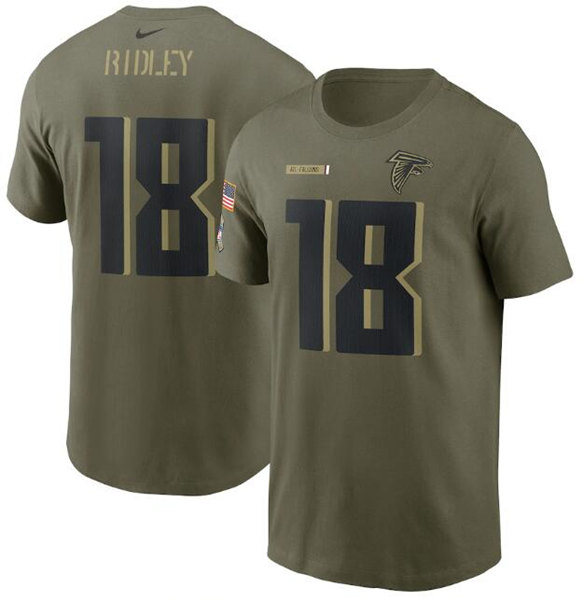 Men's Atlanta Falcons #18 Calvin Ridley 2021 Olive Salute To Service Legend Performance T-Shirt